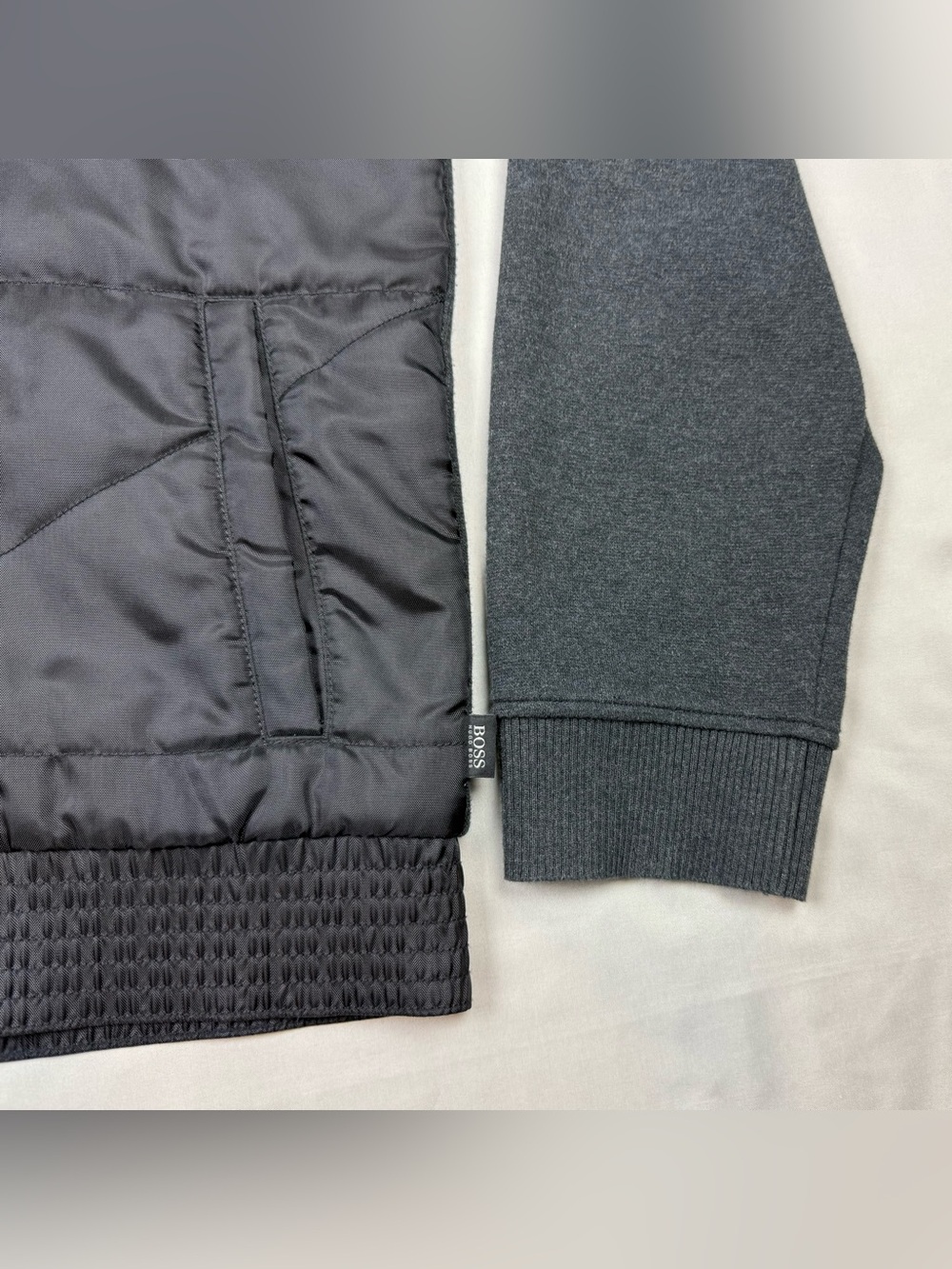 Hugo Boss Mens Quilted Hooded Casual Jacket 2XL Black/Grey Full Zip C6 - Picture 9 of 11